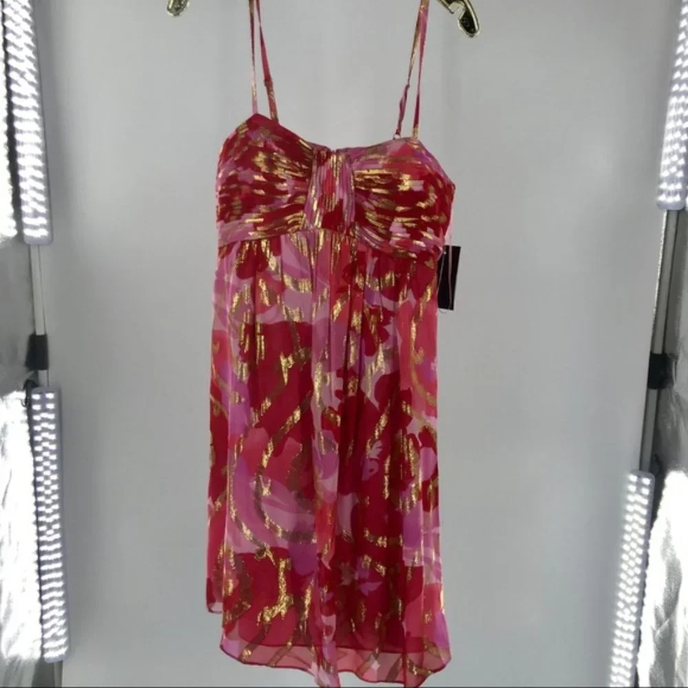 Red/Pink/Gold Oleg Cassini Dress NWT sz 8 - Picture 4 of 12